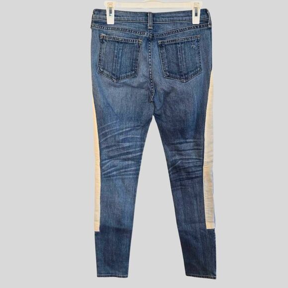 Rag & Bone Relay Racer Skinny Jeans Women's Size 25 Blue Stripe Zip Ankle Design - Picture 4 of 13